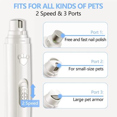 Електричний триммер для собак та котів IFaca: безболісне підрізання нігтів, 2 швидкості, для собак будь-яких порід