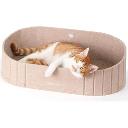 Кразберідка для котів FUKUMARU: диван з крафт-паперу, 61 см, з м'якими подушками, бежевий