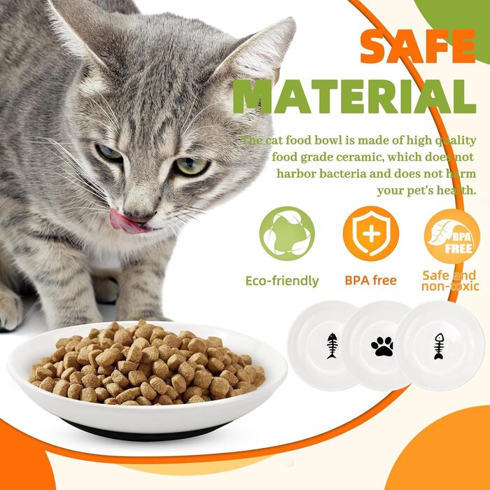 Набір мисок для котів GMMG, 6 шт. з кераміки, плоскі, для корму, миски для котів