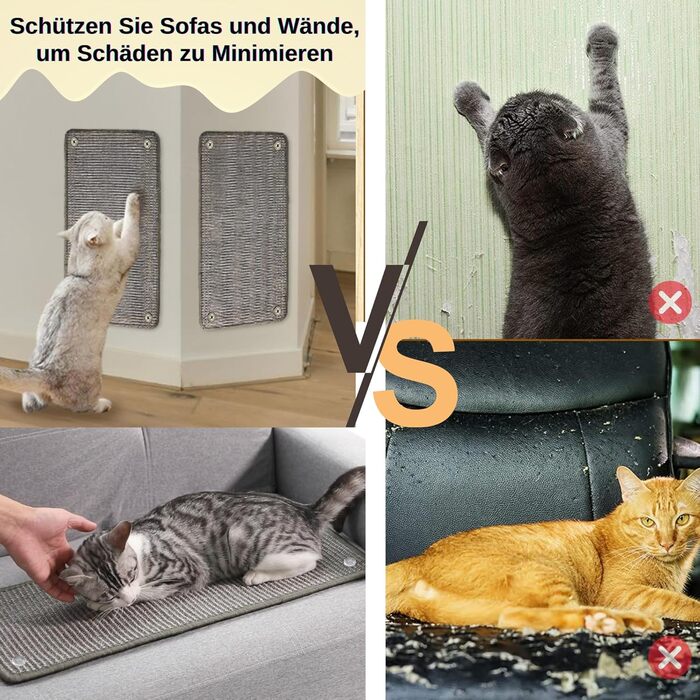 Килимок для котів JanYoo від подряпин, сизаль, 60x25 см (коричневий), 2 шт.