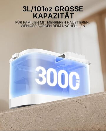 Інтелектуальна питильна фонтан-поїлка для котів та собак PETKIT CT-W3, 3л, нержавіюча сталь, з датчиком руху та низьким рівнем шуму (26дБ), BPA-free