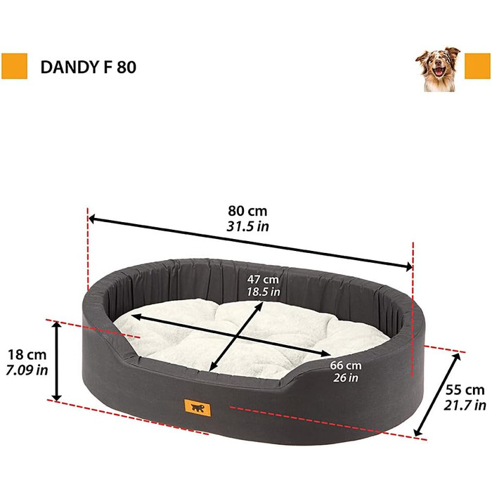 Крісло-ліжко для собак середніх порід Ferplast, 80 x 55 x 18 см, коричнево-біле, м'яке, з матеріалів бавовна та плюш, миється