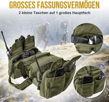 Шлейка для собак OneTigris з рюкзаком Hoppy Camper 3.0, зелена, для середніх та великих собак. Рюкзак для собак з 2 основними та 4 додатковими кишенями