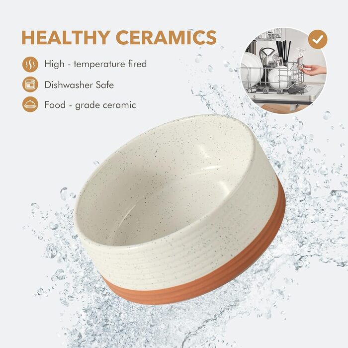 Керамічна годівниця та миска для води Havniva для собак маленьких порід, з неслизьким дном (800 мл, арктичний білий)