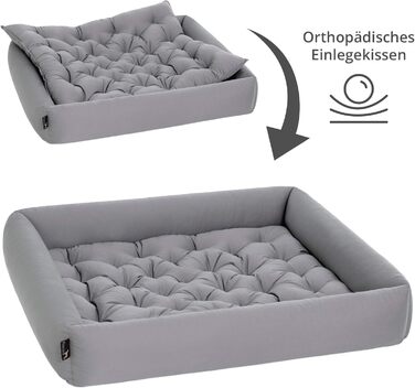 Ортопедичне ліжко для собак великих порід - Pointer, з знімним матрацом, миється до 95°C, стійке до подряпин та укусів, Made in Germany (XXL 100x90 см, світло-сірий)