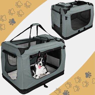 Складний переноска для собак та котів Petigi S 50x35x36 см, темно-сіра. Сумка-переноска для авто, для собак, котів, кроликів