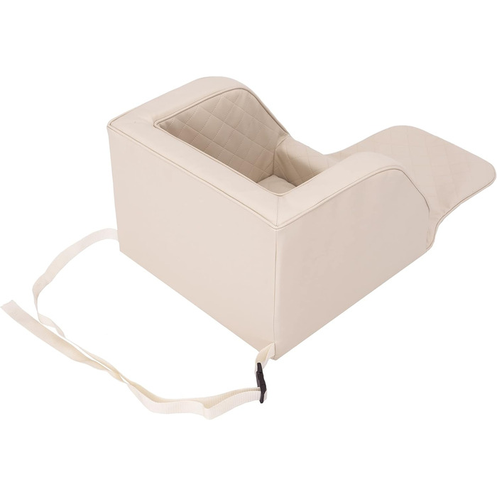 Автокрісло для собак, переноска для собак, лежанка для собак, переноски для тварин, для заднього сидіння, ковдра для собак, корзина для собак, лежанка для котів, для маленьких собак (46x46x31 см), бежева шкіра