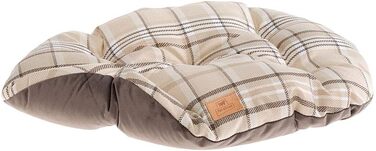 Подушка для собак та котів Ferplast SCOTT 45/2, двостороння, шотландський принт, м'який велюр, коричнева, 43 x 5 x 30 см