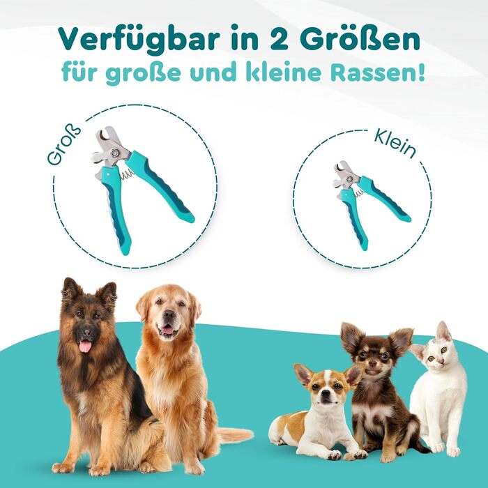 Ножиці для стрижки кігтів собак та котів COARO з захистом від травм - з фіксатором та професійною пилочкою, нержавіюча сталь