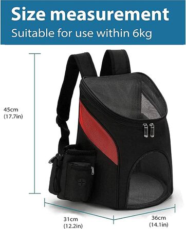 Рюкзак для кота та собаки IFIKK: зручний, дихаючий, з безпечним ремінцем. Чорний, червоний