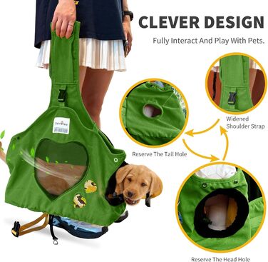 PETCUTE Сумка-переноска для собак та цуценят, регульована, дихаюча, для прогулянок та активностей на свіжому повітрі (Зелена)
