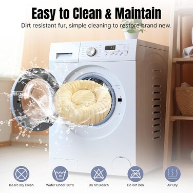 Кругла лежанка для собак YAGE, 60 см, плюш, антистрес, ортопедична, бежева. Також підходить для котів.