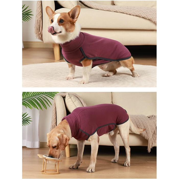 Теплий зимовий халат-жилет для собак великих порід. Вітронепроникна куртка для тварин, жилет-халат, пуловер для собак (Бордовий, L)