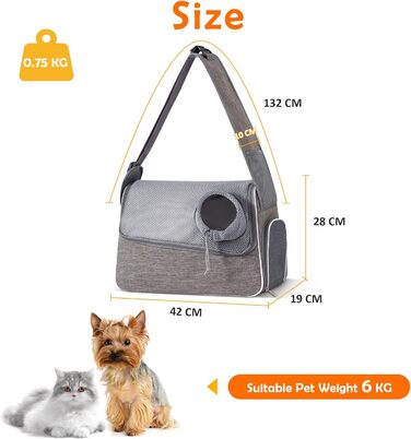 Траверс для собак ALLSOPETS: регульована переноска для маленьких собак та котів з жорстким дном та вентиляцією, сіра