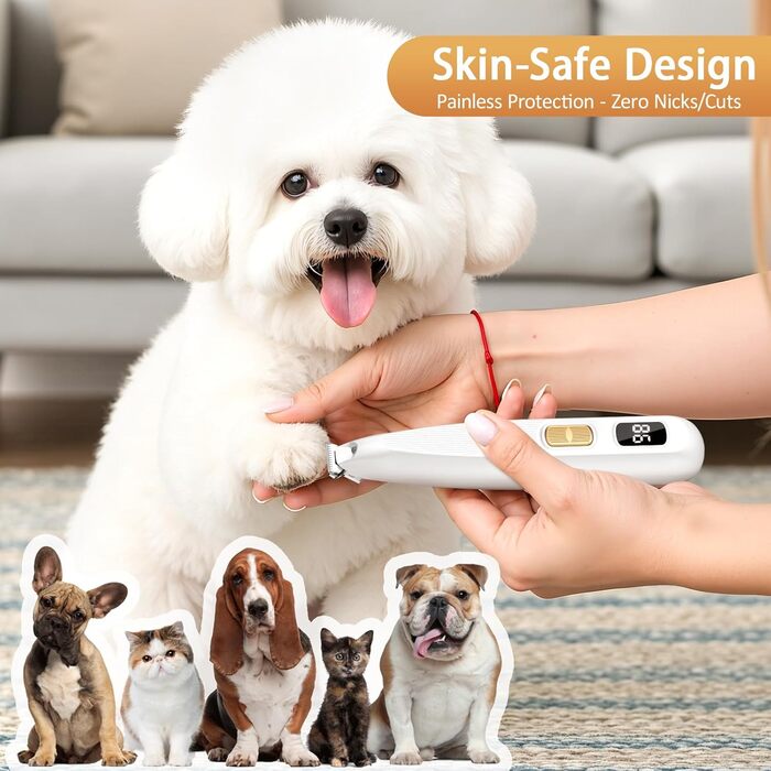 Триммер для лап собак YAZ EKY Leise - професійна машинка для грумінгу з LED-підсвічуванням, водонепроникний, USB-зарядка, для собак та котів