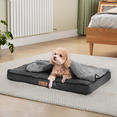 Кіжне ліжко YITAHOME для собак - 76x51 см, знімний чохол, килимок для собак, миється, не слизьке, сірий 76x51x7.5 см (Д x Ш x В)