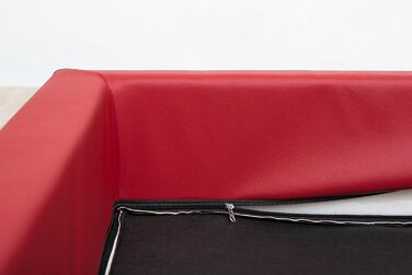 Крісло-ліжко для собак XL, 93x62 см, червоне екошкіра, чорна матрацна поверхня