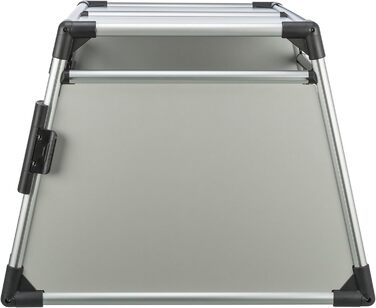 Трійзі Двомісна переносна клітка для собак з алюмінію, 93 x 64 x 83 см, з висувною перегородкою, безпечним замком, неслизьким килимком - 39345 срібна, L 93 x B 83 x H 64 см