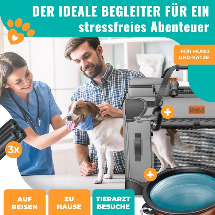 Транспортна переноска для собак та котів XXL 92x64x64 см | Переноска для тварин з мискою та плечовим ременем | Для котів та собак, сірого кольору