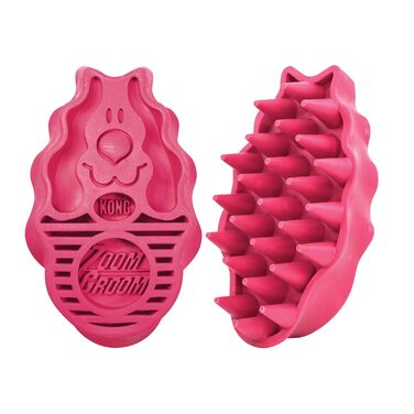 KONG ZoomGroom - щітка для грумінгу та миття собак, великі породи (червона)