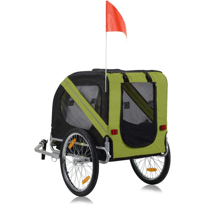 Причіп для велосипеда Zoomundo для собак, червоно-чорний, з металевим каркасом (зелений)