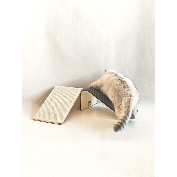 Котячий когтетоп Petrebels Design: дерев'яний когтетоп з сизалевим килимком, сірий, 38 x 23 x 23 см