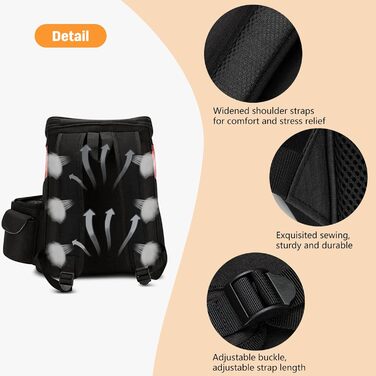 Рюкзак для собак та котів PETCUTE, переноска для маленьких собак, рюкзак-переноска для тварин, знімний килимок, регульовані ремені, дозволений для перевезення в літаку (до 6 кг, червоний)