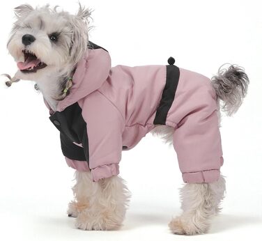Зимовий теплий костюм для собак маленьких порід з капюшоном, водонепроникний, теплий, з підкладкою з графеновим утеплювачем, рожевий, XL