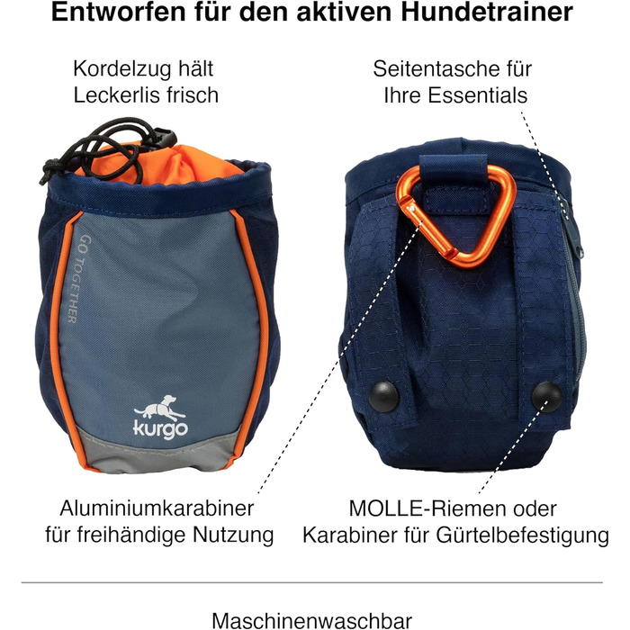 Сумка для тренування собак Kurgo Keksbeutel, поясна сумка для ласощів з кліпсою та карабіном (Navy)