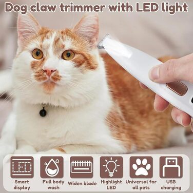 Триммер для собак та котів PawTrim Pro з LED-підсвічуванням: безболічна обрізка кігтів за секунди. Безшумна шерхорізка для домашніх тварин