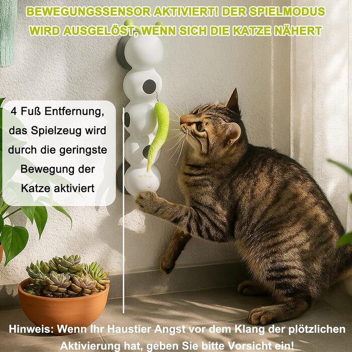 Інтерактивна іграшка для котів Lixstyea - електричний черв'як на присосці, іграшка для самостійних розваг, аксесуари для котів