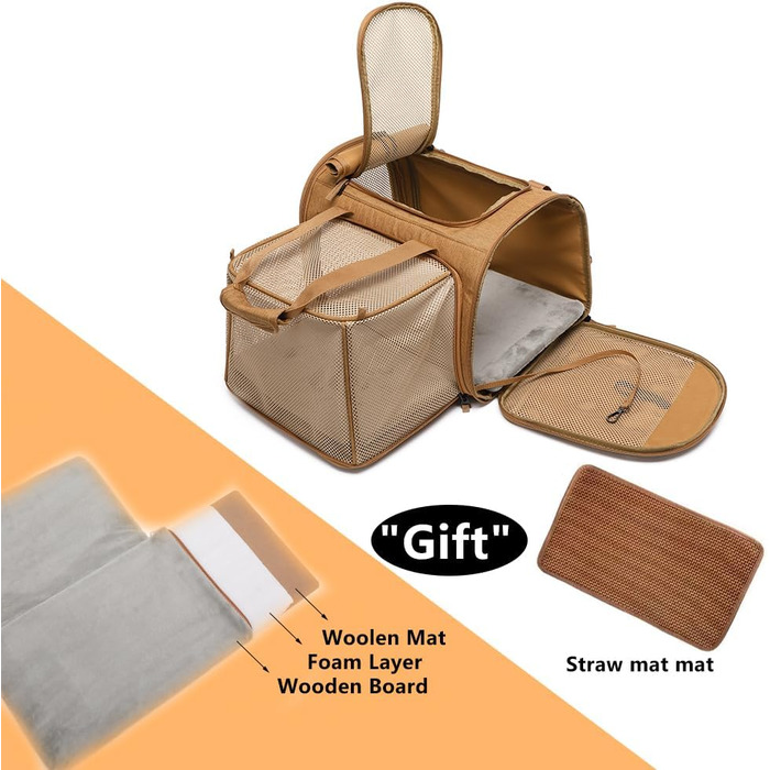 Рюкзак для тварин: переноска для собак, котів, цуценят. Дихаючий, складаний, для подорожей. Колір: коричневий, розмір: Small