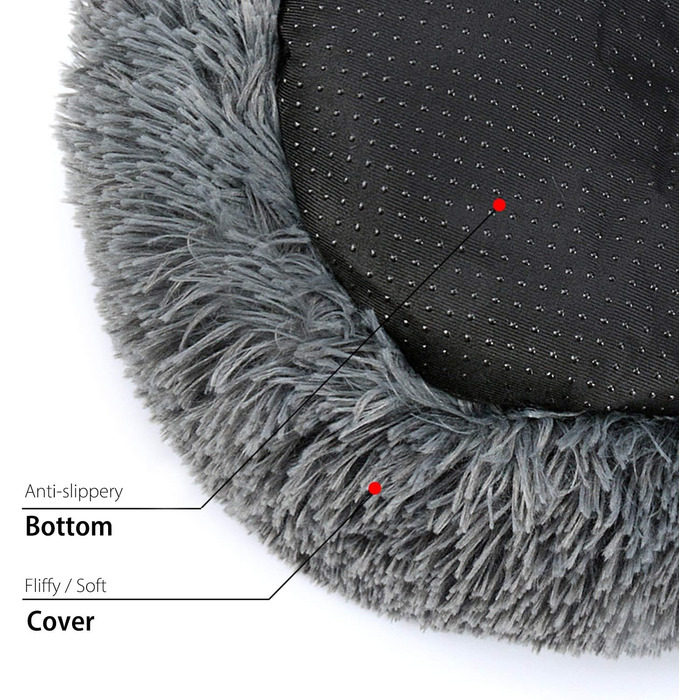 М'яке ліжко для собак та котів PETCUTE: кругле, плюшеве, миється, кольорове, лілового кольору