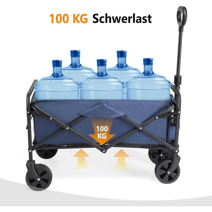 Бонло - візок-трансформер для покупок, кемпінгу та відпочинку на природі, 600D Oxford, 100 кг, сталевий каркас, блакитний