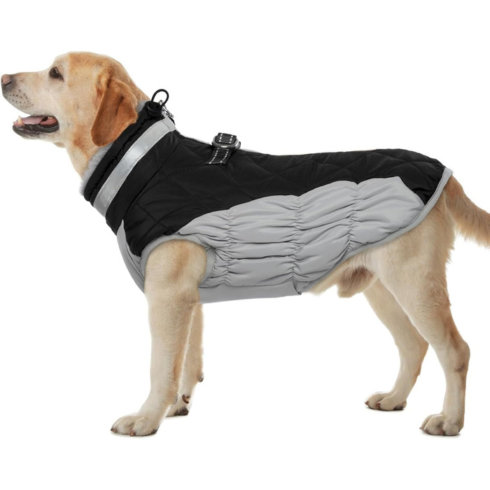 Зимовий теплий куртка для собак, теплий зимовий одяг для собак, водонепроникний куртка для собак, підкладка, одяг для чихуахуа, чорний (XL)