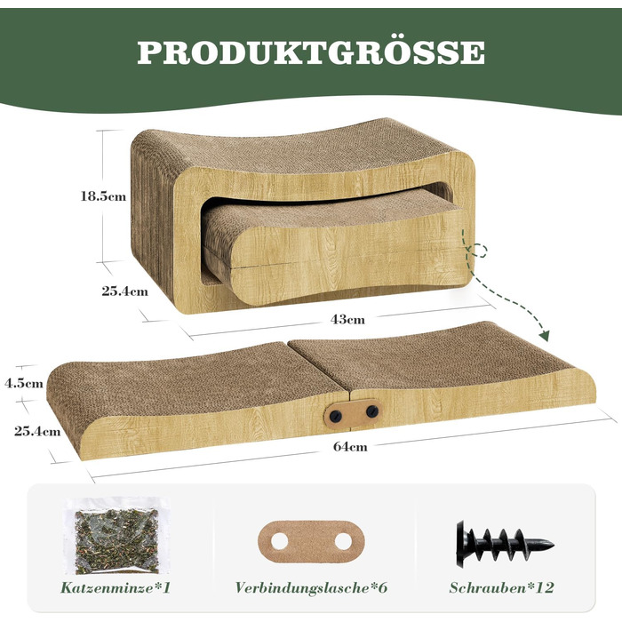 Котячий когтетоп Pawtasy на стіну та кут з іграшкою - когтеточка для котів