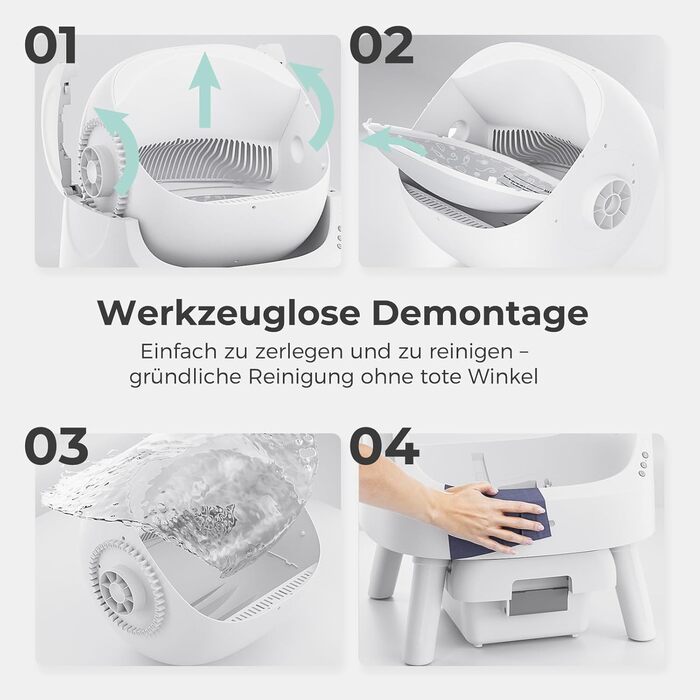 Автоматичний лоток для котів з самоочищенням, 10 л, XL, білий