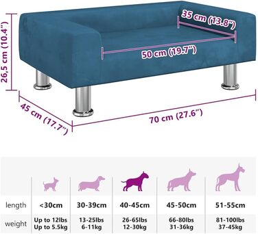 Крісло-ліжко для собак, м'яке ліжко для тварин з велюру, диванчик для маленьких собак та котів