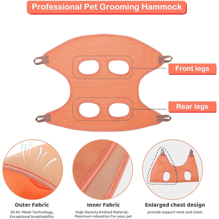 Набір для догляду за собаками та котами Allazone: гамак, триммер, щітка, інструмент для стрижки нігтів, аксесуари для купання (помаранчевий)