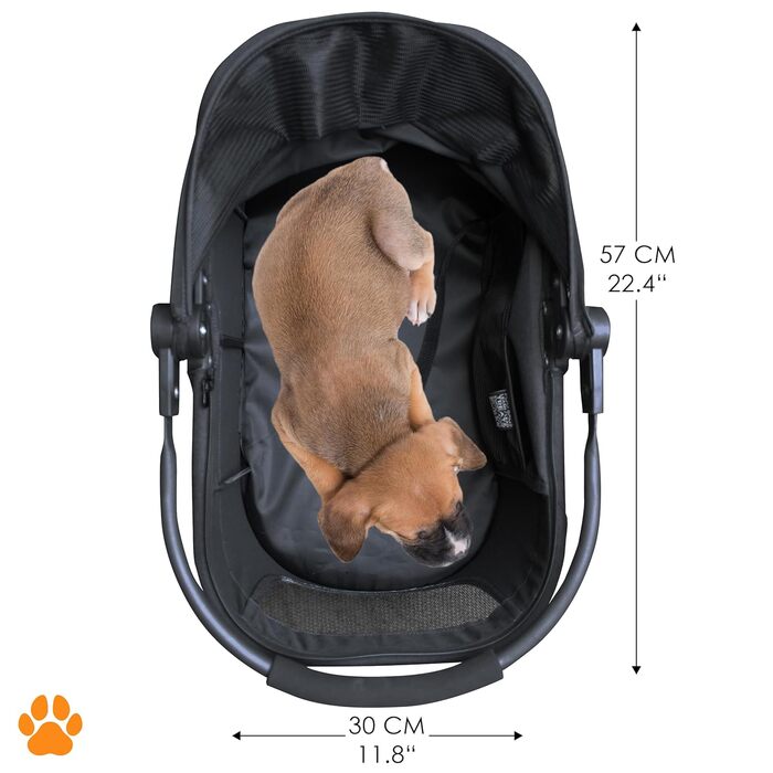 Візок для собак CECE 2 в 1 з переносною коробкою | Складаний візок-коробка для собак з додатковим кошиком для покупок | Використання як візок або безпечний переноска – Меланж (Чорний)