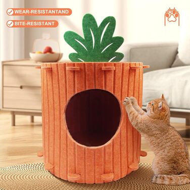 Двоярусна котяча кімната-будинок з когтеточкою, платформа та іграшкою, 60х40х40 см