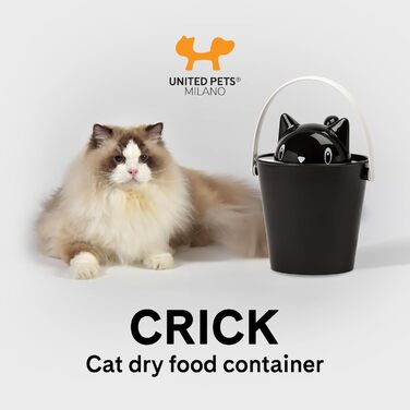 Контейнер для котячого корму United Pets Crick, Італія, чорний, з лопаткою, дизайн Stefano Giovannoni
