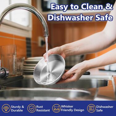 Набори мисок для котів Petdream: нержавіюча сталь, глибокі, з антиковзною основою, легко миються (15 см), 6 шт.