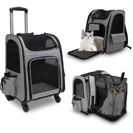 Рюкзак-переноска для котів та цуценят Stil, розширюваний, з колесами, велике об'єм, дихаюча сітка, високий комфорт, оксфордська тканина