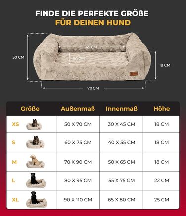 Ортопедичне ліжко для собак Deluxe Exklusiv XS (50x70 см) з Memory Foam та антиковзаючою основою. Зручне, миється, колір пісок, Made in Germany.