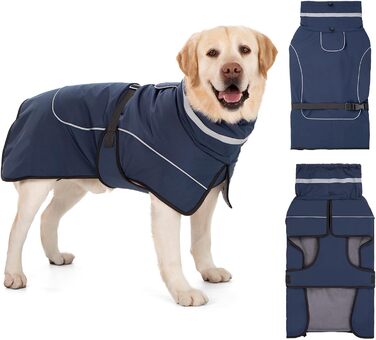 Водонепроникний зимовий одяг для собак: теплий пуховик, куртка, флісовий светр, одяг для собак з коміром з хутром, світловідбиваючий, для малих, середніх та великих собак, водонепроникний, колір морської хвилі (M)