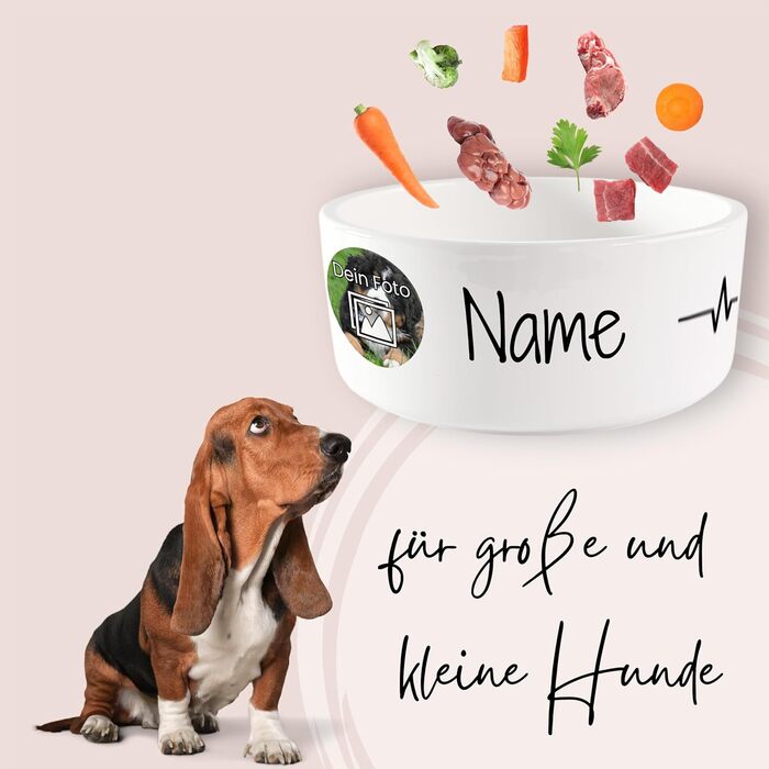 Персоналізована миска для собак GRAZDesign з фото та ім'ям, кераміка, 1л, Fressnapf, подарунок для власника собаки (модель 4, 1000мл)
