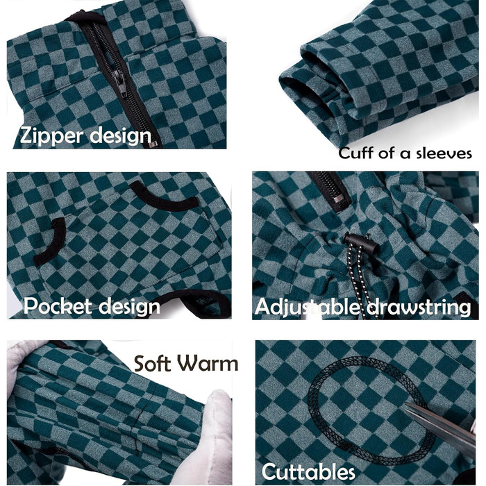 Теплий флісовий зимовий одяг для собак - теплий піжамний комбінезон з коміром для собак маленьких та середніх порід, блакитний (L)