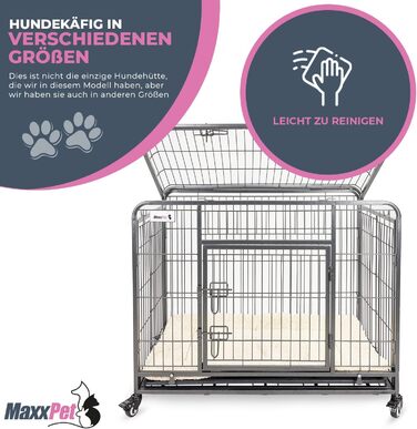 MaxxPet Клітка для собак, складана металева, з подушкою, для великих і малих порід, чорна, 79x48x61 см