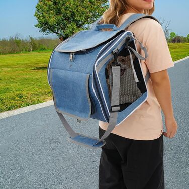 Рюкзак для собак і котів на велосипеді 32x29x39 см, з сіткою та кишенями, до 7,5 кг (синьо-зелений)